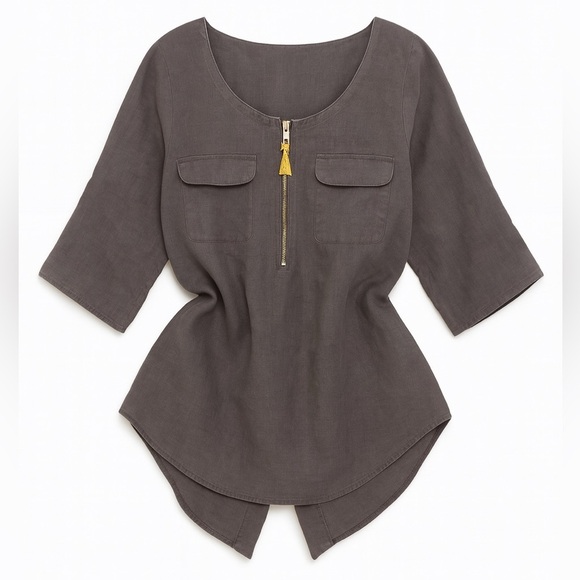 Ellen Tracy Tops - Ellen Tracy Linen Half Zip Tunic L